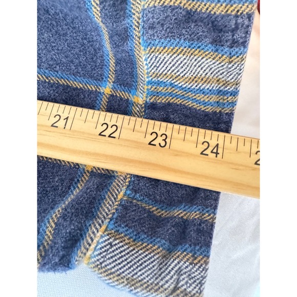 Patagonia Men's Organic Cotton Plaid Flannel Shirt XL Blue Yellow Workwear - Picture 10 of 13